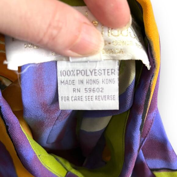 Vintage Marshall Rousso Abstract Print Sheer Long Sleeve Tunic Women's Size L - Picture 10 of 10